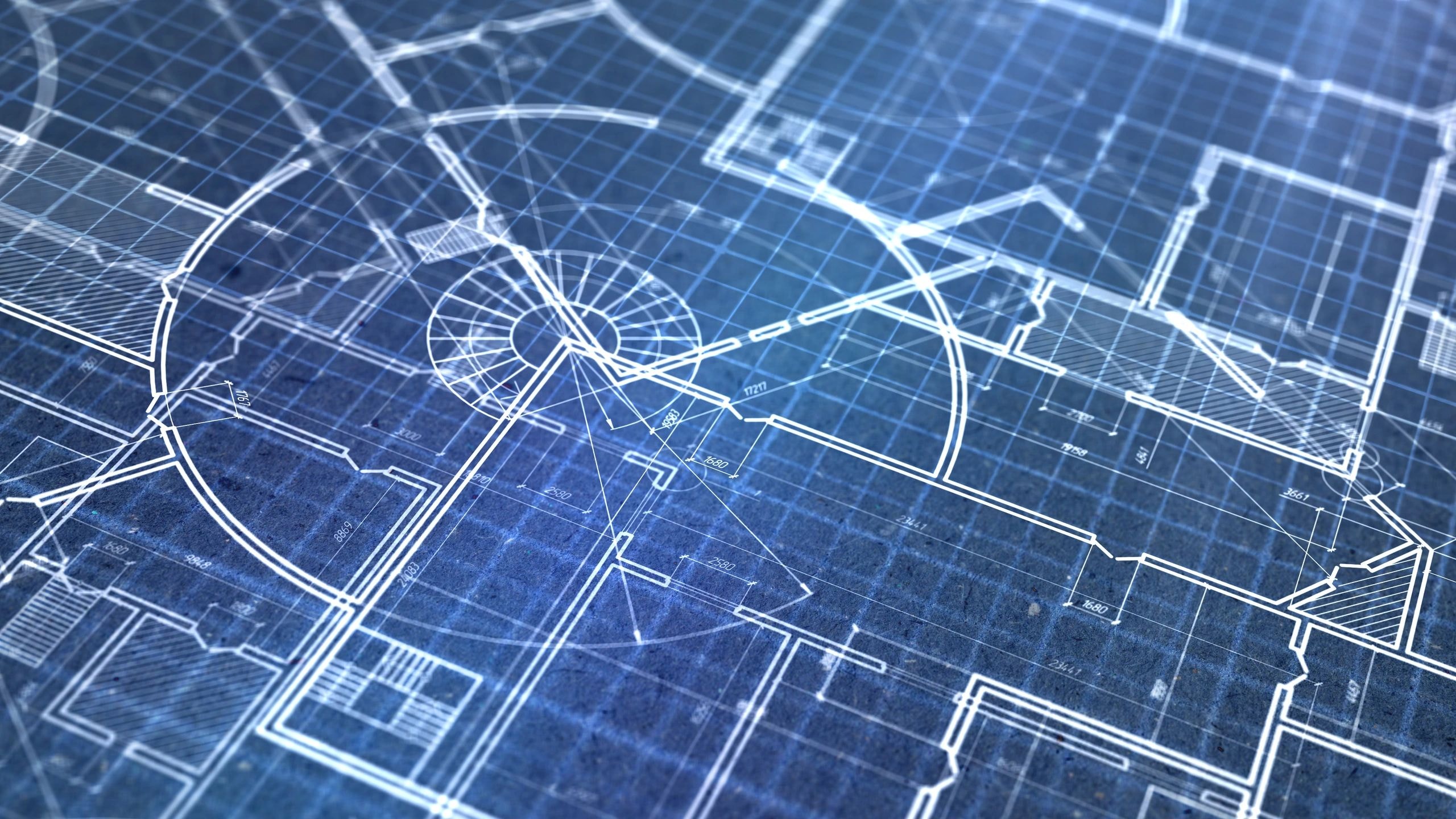 Architect reviewing residential blueprints